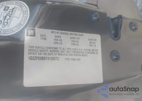 2007 Pontiac G6 Value Leader from USA, damaged, VIN 1G2ZF58B874195572